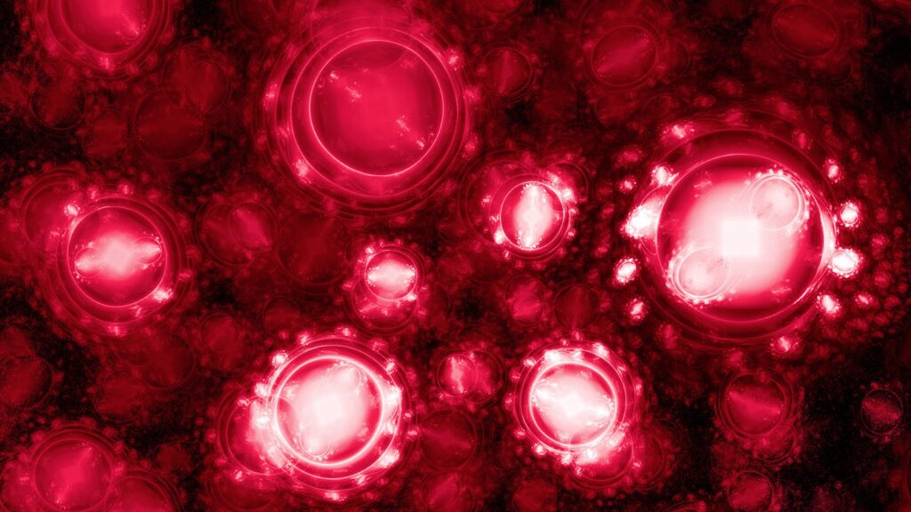 Red blood cells coursing through a vein.